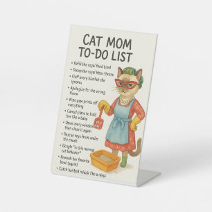 Cat Mom to do lijst grappige Home Deco Reclamebord Met Voetstuk