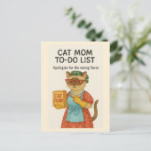 Cat Mom to do list funny saying for cat lovers Briefkaart (Staand voorkant)