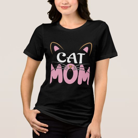 Cat Mom  Tri-Blend Shirt (Voorkant)