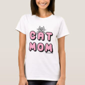 "CAT MOM" Vet roze afdrukken T-shirt (Voorkant)