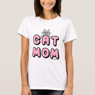 "CAT MOM" Vet roze afdrukken T-shirt
