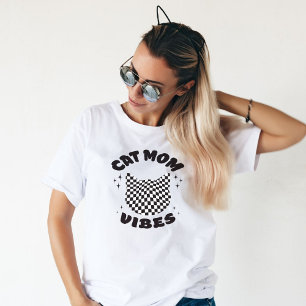 Cat Mom Vibes Retro Cat Mom T-shirt