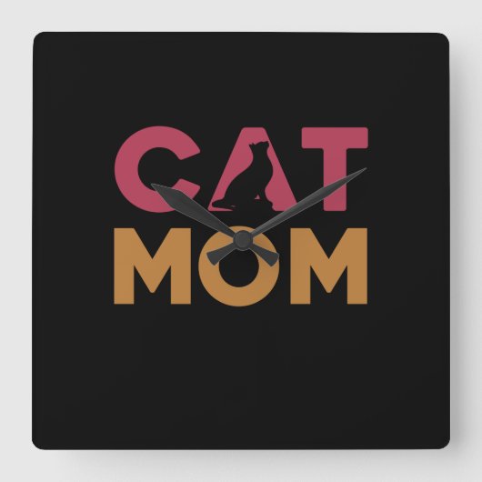 Cat Mom Vierkante Klok (Voorkant)