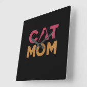 Cat Mom Vierkante Klok (Hoek)