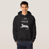 Cat Mom White On Black Hoodie (Voorkant volledig)