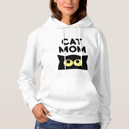 Cat Mom witte hoodie voor kattenliefhebber (Voorkant)