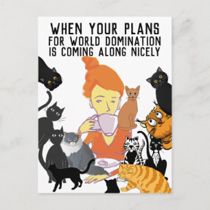 CAT MOM WORLD DOMINATION BRIEFKAART KAART