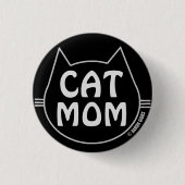 CAT MOM zwart-wit Ronde Button 3,2 Cm (Voorkant)