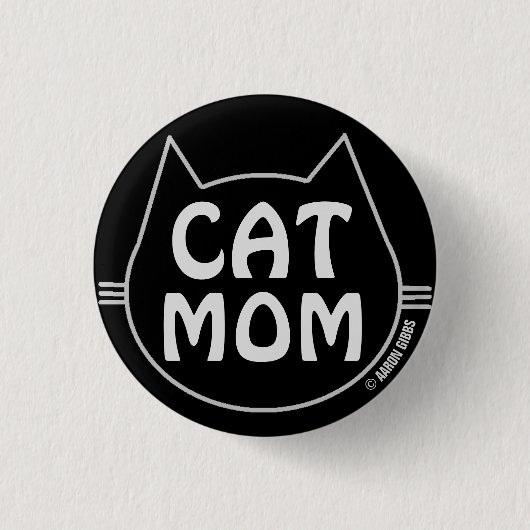 CAT MOM zwart-wit Ronde Button 3,2 Cm (Voorkant)