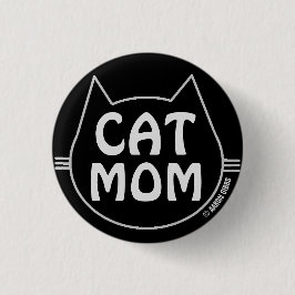 CAT MOM zwart-wit Ronde Button 3,2 Cm
