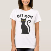 CAT MOM zwarte kat T-shirts (Voorkant)