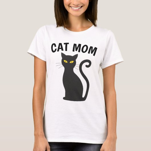 CAT MOM zwarte kat T-shirts (Voorkant)