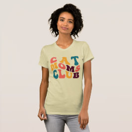 Cat Moms Club Groovy Retro Zomervibes Sad Beige T-shirt