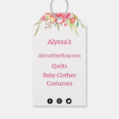 Cat Monogram en Pink Floral Bouquet Merchandise Cadeaulabel (Achterkant)