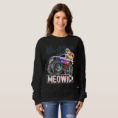 Cat Monster Riding Truck American Flag Plus Size G Trui (Voorkant volledig)