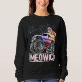 Cat Monster Riding Truck American Flag Plus Size G Trui (Voorkant)