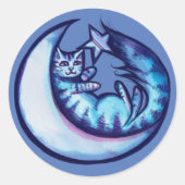Cat Moon Caturday Star Art Paarse Moon Cat Ronde Sticker (Voorkant)