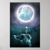 Cat Moon Fantasy Girl Poster (Voorkant)
