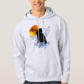 CAT MOON IN BLOSSOM FLOWER BLACK CATEGORIE LOVER HOODIE (Voorkant)