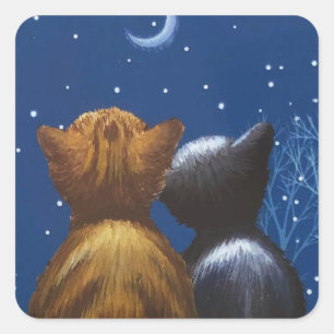 Cat Moon Love is with you Vierkante Sticker
