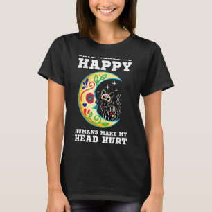 Cat & Moon Sugar Skull Dia de Los Muertos Day of T T-shirt