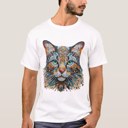 Cat Mosaic Art T-shirt (Voorkant)