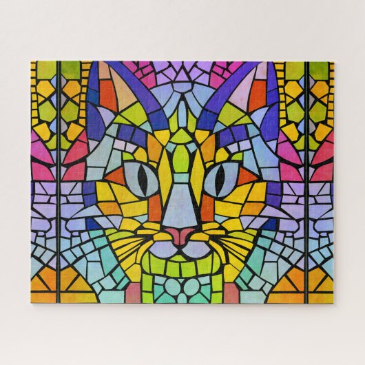 Cat Mosaic Challenge - Cheerful Colorful Tegels Ji Legpuzzel (Horizontaal)