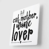 CAT MOTHER WINE LOVER GEZEGDE VIERKANTE KLOK (Hoek)