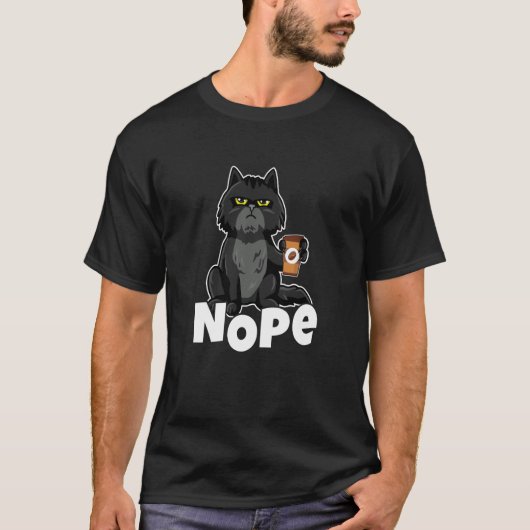 Cat Motif Cat Coffee Fun Retro Saying Nope T-shirt (Voorkant)