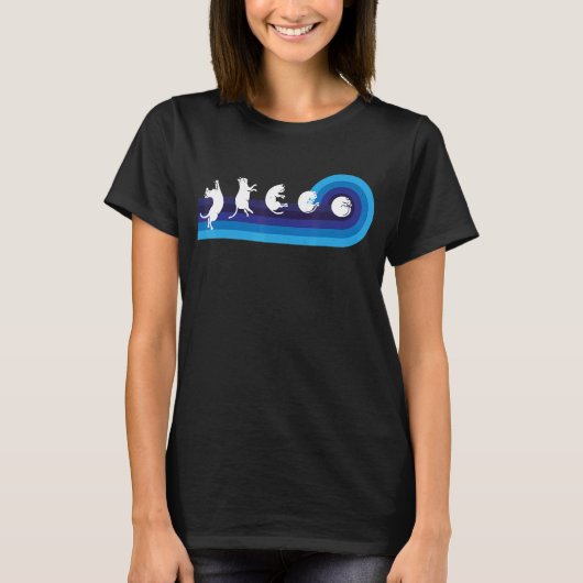 Cat Motif Moon Phases Retro T-shirt (Voorkant)