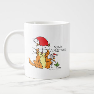 Cat Mouse Kerstmis Funny Cartoon Cute Grote Koffiekop