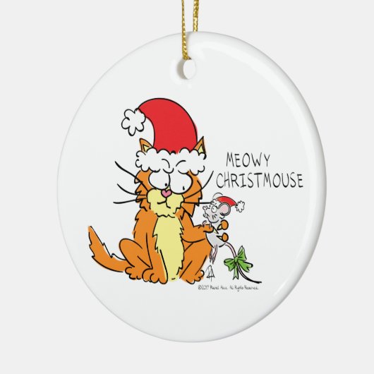 Cat Mouse Kerstmis Funny Cartoon Cute Keramisch Ornament (Links)