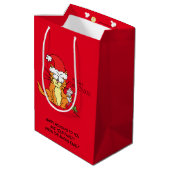 Cat Mouse Kerstmis Funny Cartoon Cute Medium Cadeauzakje (Achterkant Gekanteld)