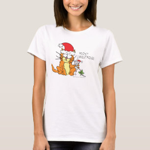 Cat Mouse Kerstmis Funny Cartoon Cute T-shirt