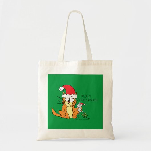Cat Mouse Kerstmis Funny Cartoon Cute Tote Bag (Voorkant)