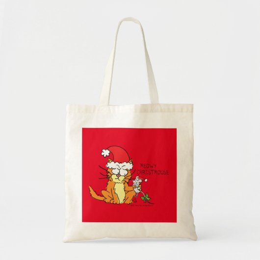 Cat Mouse Kerstmis Funny Cartoon Cute Tote Bag (Voorkant)