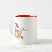 Cat Mouse Kerstmis Funny Cartoon Cute Tweekleurige Koffiemok (Voorkant links)