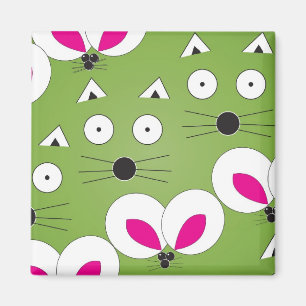 Cat Mouse-patroon groen Magneet