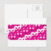 Cat Mouse Patroon Hot Pink Briefkaart (Voorkant / Achterkant)