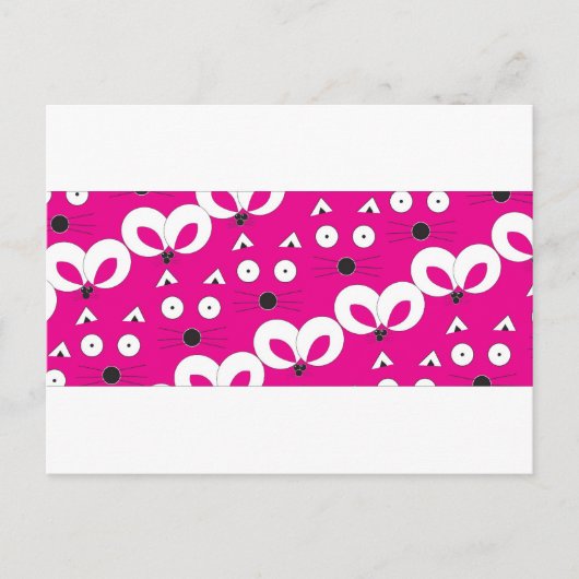 Cat Mouse Patroon Hot Pink Briefkaart (Voorkant)