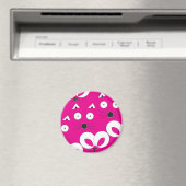 Cat Mouse Patroon Hot Pink Magneet (Insitu (Vaatwasser))
