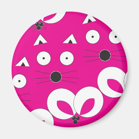 Cat Mouse Patroon Hot Pink Magneet (Voorkant)