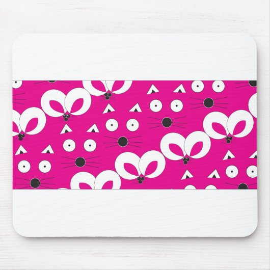 Cat Mouse Patroon Hot Pink Muismat (Voorkant)
