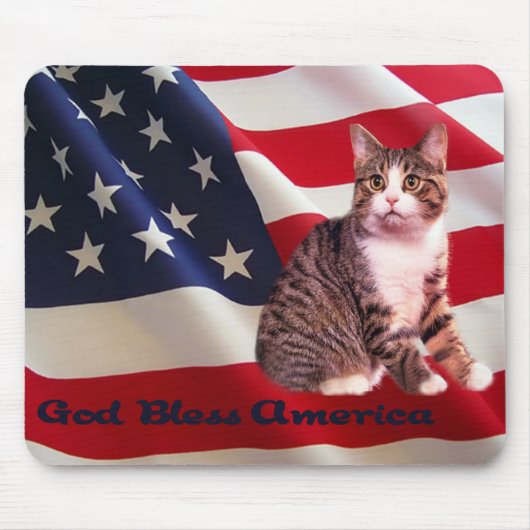 Cat Mousepad God Bless America Muismat (Voorkant)