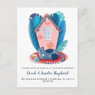 Cat Moving House Dierenthema Aankondigingskaart