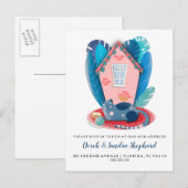 Cat Moving House Dierenthema Aankondigingskaart (Voorkant / Achterkant)