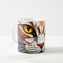 Cat Mozaïek Glas in lood Design Koffie Mok
