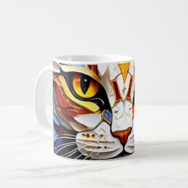 Cat Mozaïek Glas in lood Design Koffie Mok