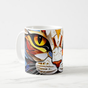 Cat Mozaïek Glas in lood Design Koffie Mok