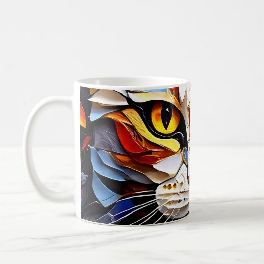 Cat Mozaïek Glas in lood Design Koffie Mok (Links)